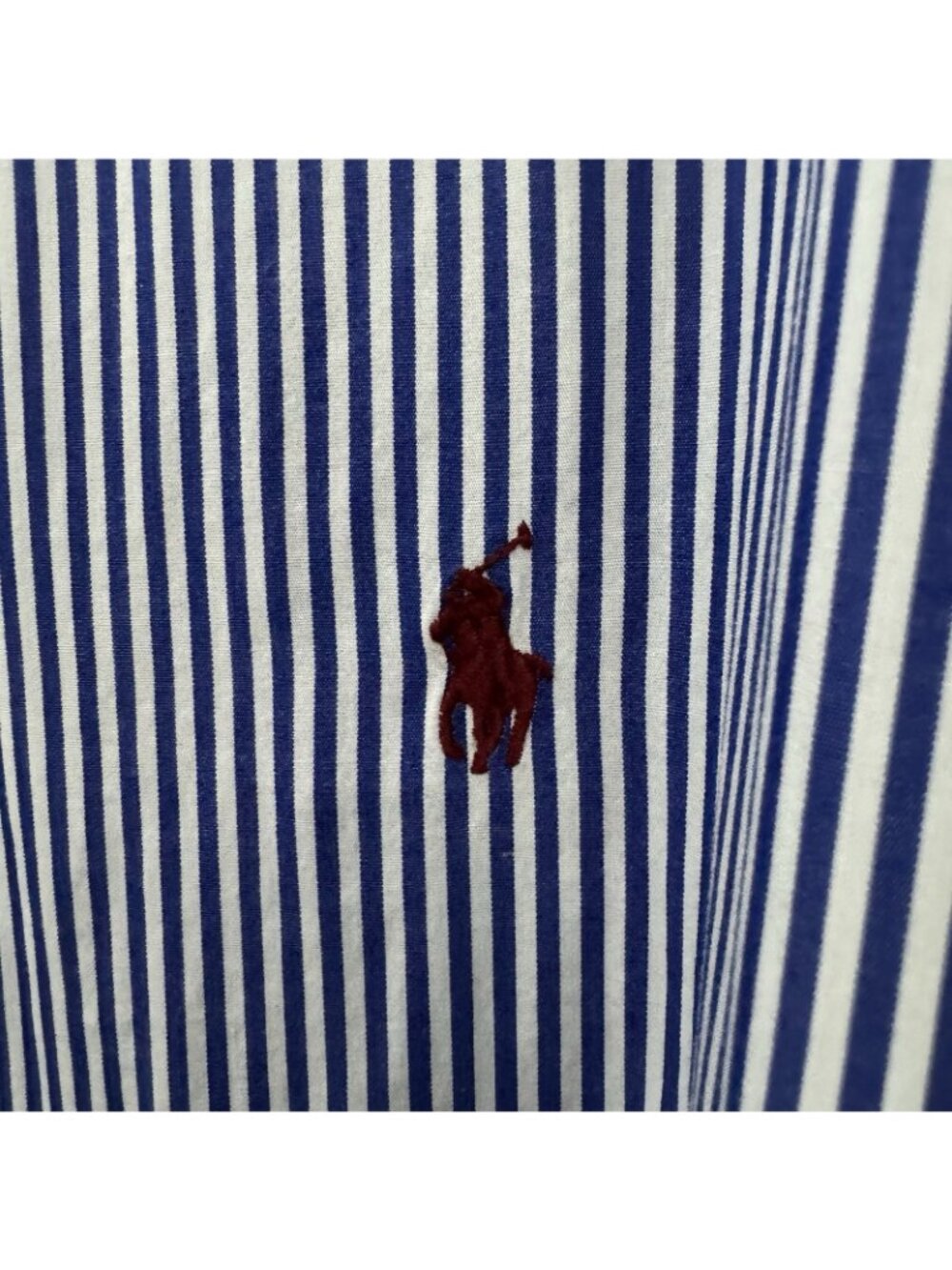 Ralph Lauren Mens XXL Blue White Stripe Button Down Shirt Cotton Stretch - Picture 3 of 8